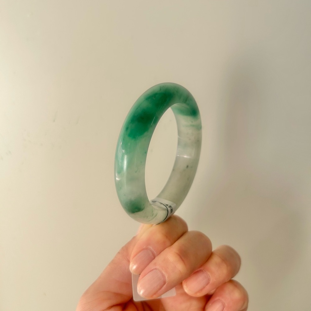 Elegant Green Jade Bangle Bracelet size 56 certified